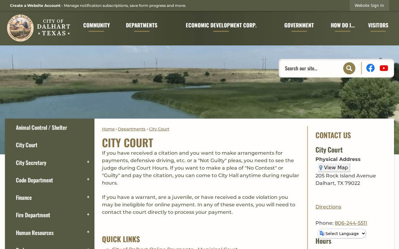 Dalhart City Court official information page