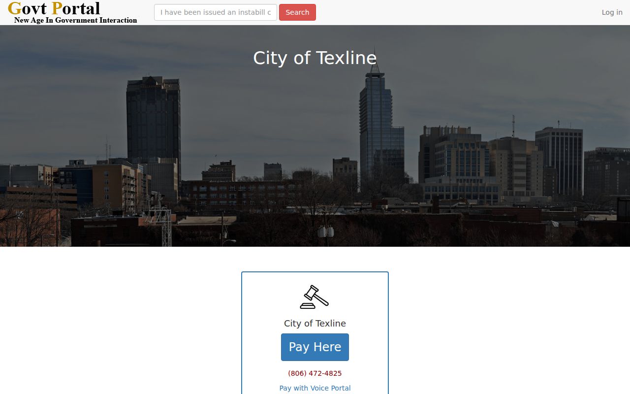 Texline GovtPortal payment landing page