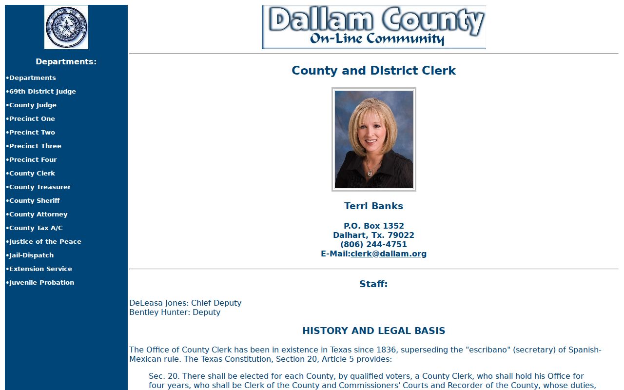 Dallam County court docket clerk information